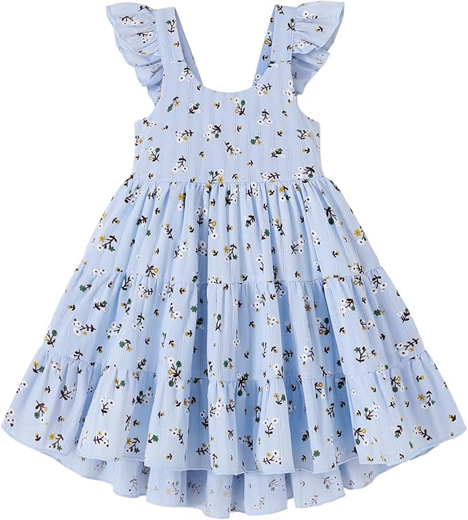 Kids Toddler Baby Girls Rainbow Dress Princess Sleeveless Beach Butterfly Sundress | Amazon (US)