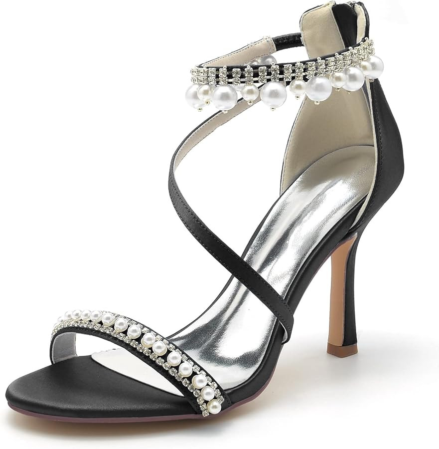 Women's Bridal Shoes Open Toe High Heel Ankle Strap Dress Shoes Casual Formal Wedding Party Pumps... | Amazon (US)