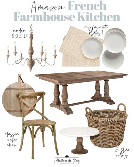 So many great kitchen  finds at Amazon for creating a French or European style space!!

Kitchendecor, homedecor, breadboard, baskets, tea towels, dish set, white dishes, dining chairs, farmhouse table, dining table, cake stand, chandelier, French chandelier 


#LTKhome #LTKunder100 #LTKstyletip