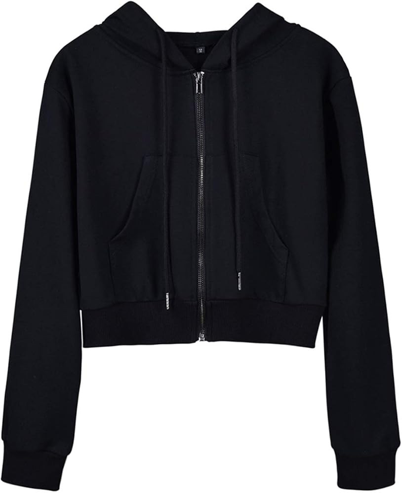 Yimoon Zip Up Hoodie Women Cropped Casual Sweatshirts Workout Long Sleeve Drawstring Hooded Jacke... | Amazon (US)