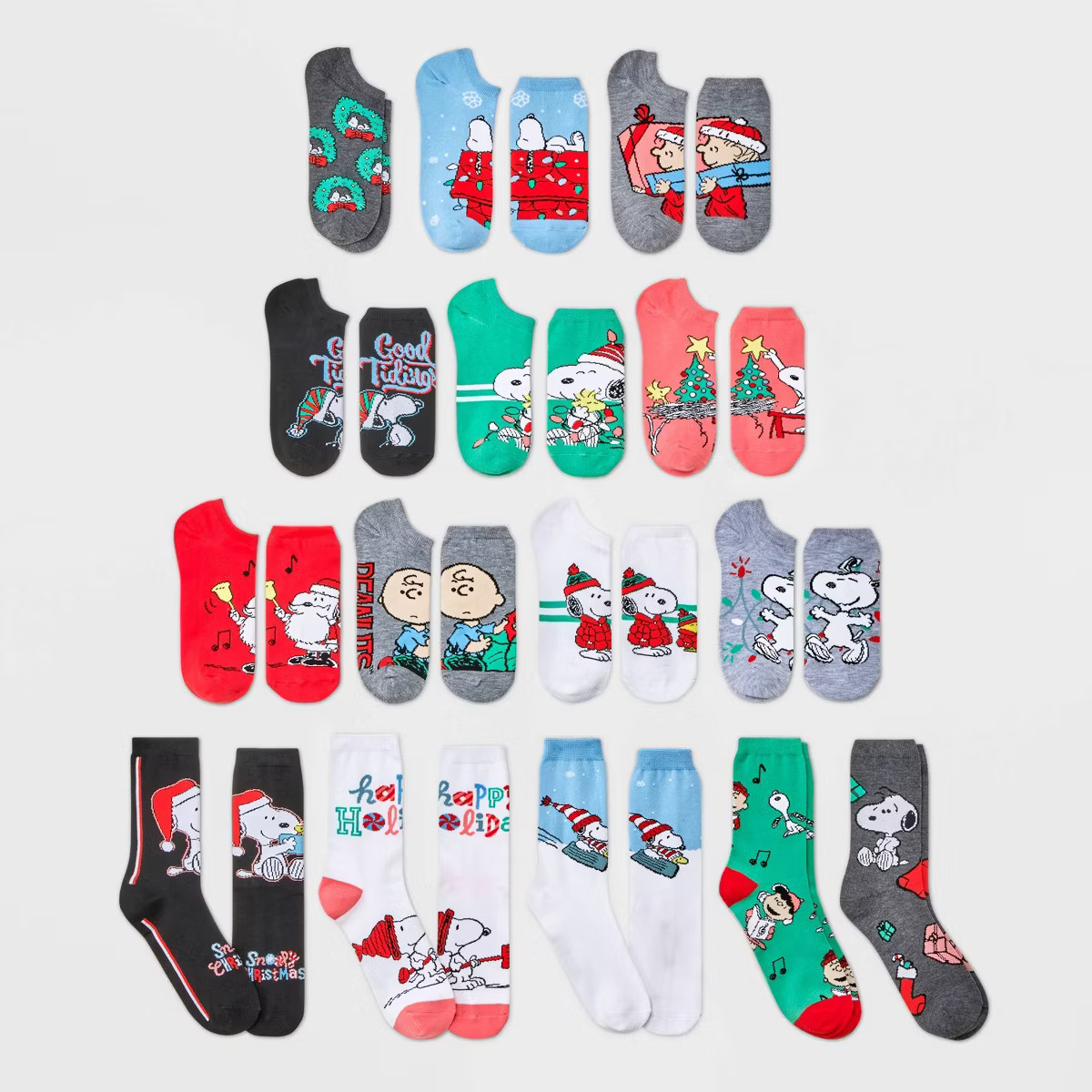 Women's Peanuts 15 Days of Socks Advent Calendar - Assorted Colors 4-10 | Target