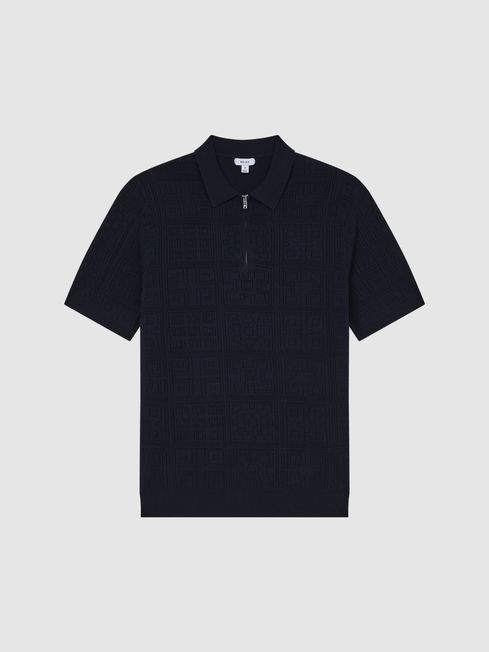 Half Zip Textured Polo Shirt | Reiss US