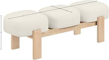 Meridian Furniture 22029Cream Woodcrest Collection Modern | Contemporary Bench with Soft Vegan Le... | Amazon (US)