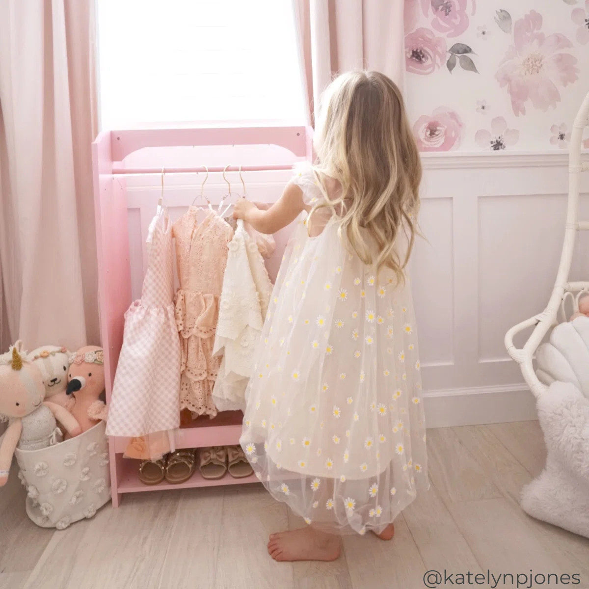 Teamson Kids Pink Wooden Open Armoire with Mirror | Wayfair North America