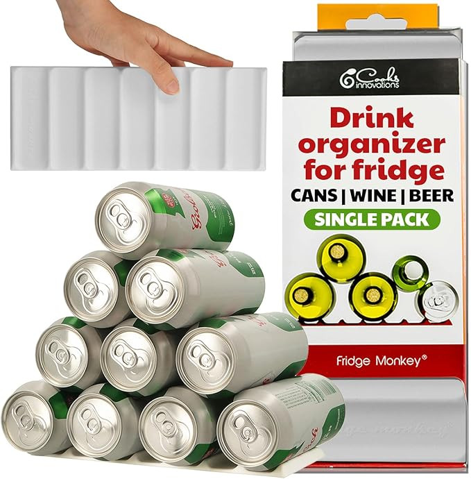 Fridge Monkey Mat - Wine & Soda Can Organizer for Refrigerator - Drink Organizer Holder Makes Can... | Amazon (US)