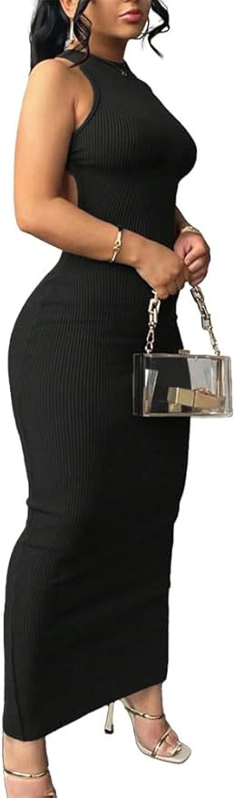 Nimsruc Women Summer Sexy Bodycon Maxi Dress Casual Long Dresses | Amazon (US)