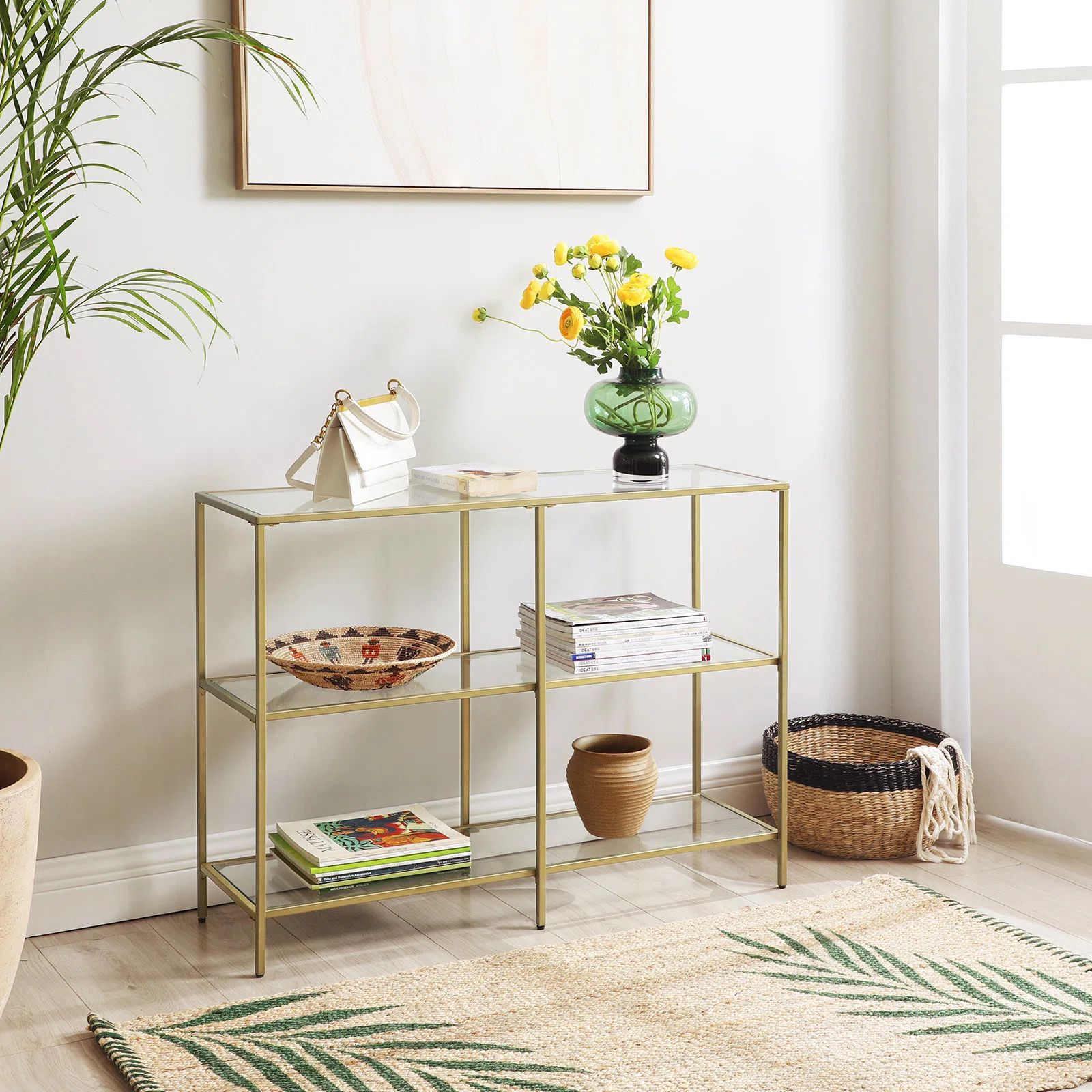 Odine Glass Top Console Table | Wayfair North America