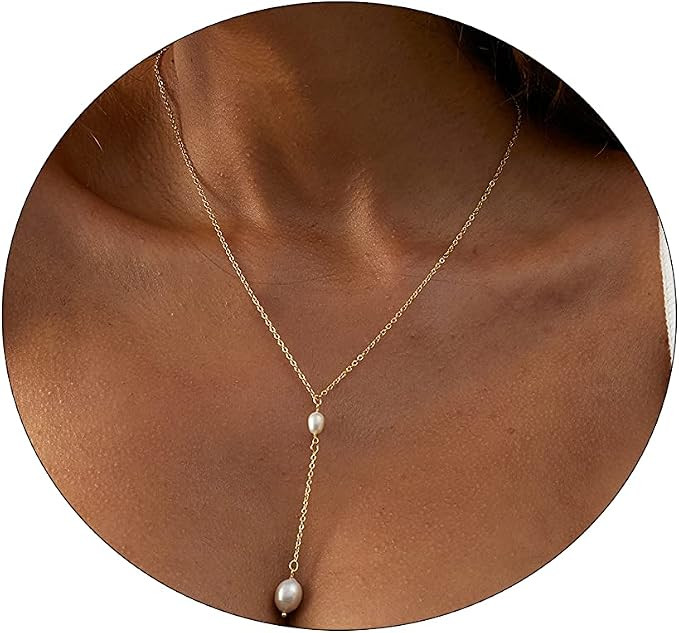 Sewyer Dainty Pearl Pendant Necklaces for Women 14K Gold Plated Handmade Cultured Pearl Chain Nec... | Amazon (US)