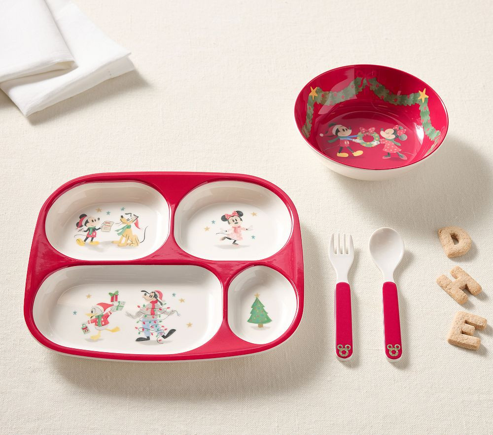 Disney Mickey Mouse and Friends Christmas Nursery Feeding Set | Pottery Barn Kids