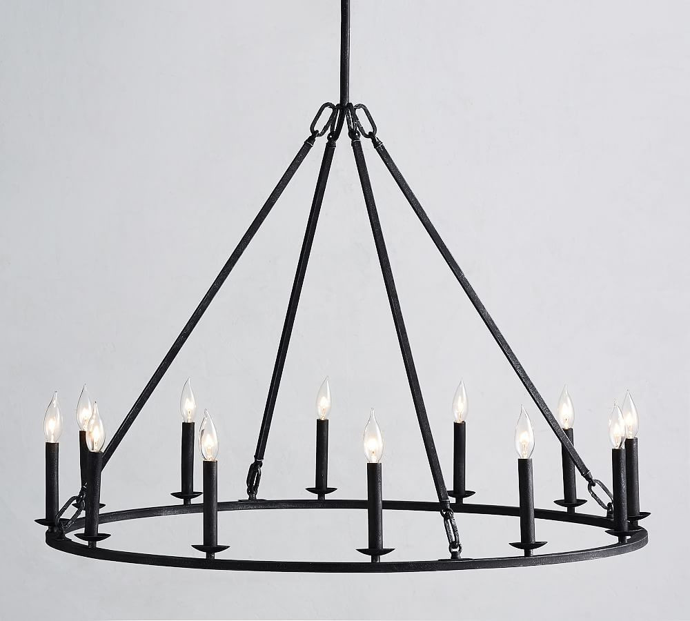 Remington Iron Round Chandelier, Bronze | Pottery Barn (US)