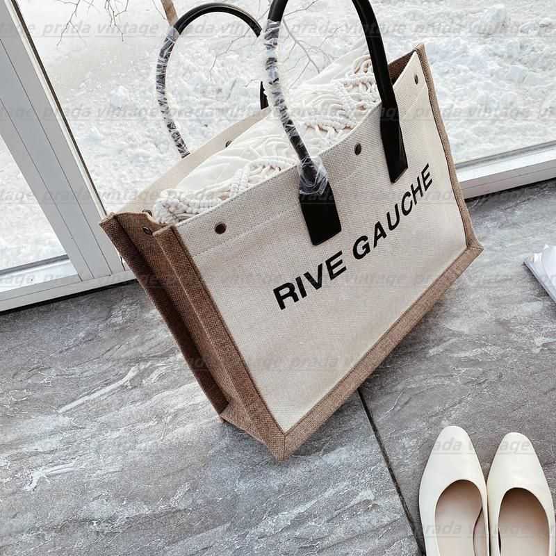 Top Women handbags Rive Gauche Tote shopping bag handbag high quality fashion linen Large Beach b... | DHGate