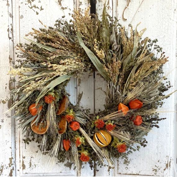 Autumn Citrus and Grains Wreath | Etsy | Etsy (US)