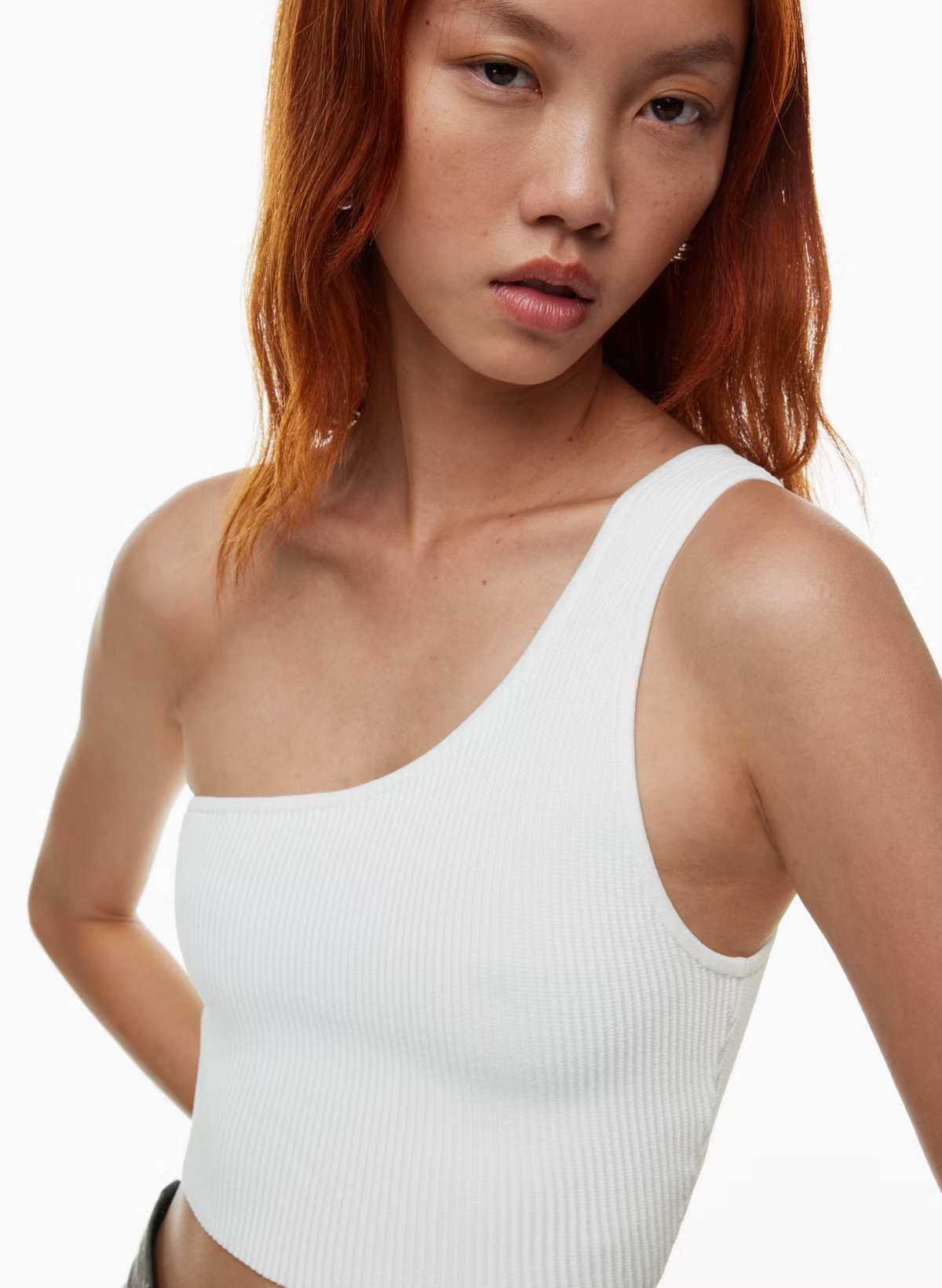 SCULPT KNIT ONE-SHOULDER CROPPED TANK | Aritzia