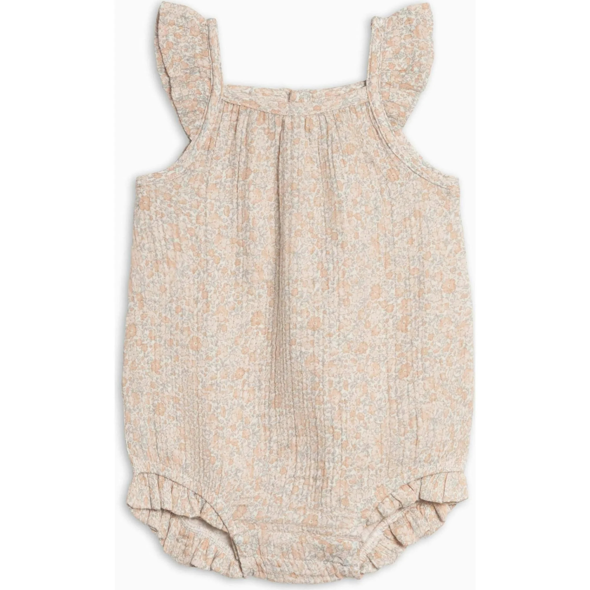 Colored Organics Sandra Muslin Tank Bubble Romper - Belmont Floral/Shell + Powder | 18-24m | Cotton | Toddler | Baby | Maisonette | Maisonette
