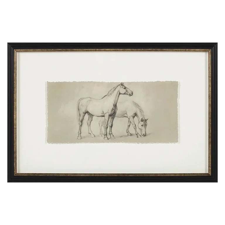 My Texas House Pair Horses Pencil Framed Art 24x16 | Walmart (US)