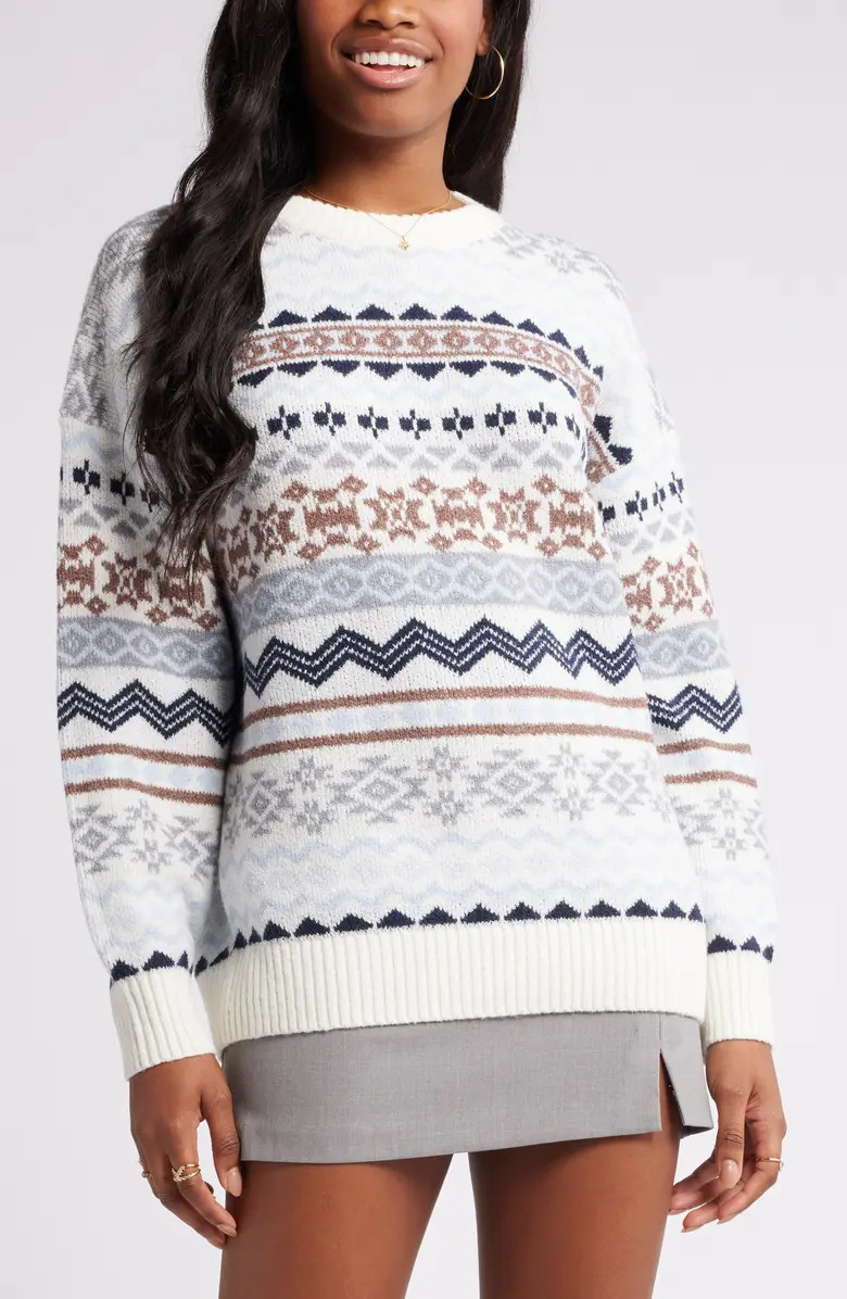 Oversize Fair Isle Crewneck Sweater | Nordstrom