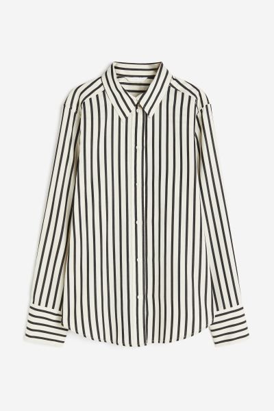 Cotton Shirt - Cream/black striped - Ladies | H&M US | H&M (US + CA)