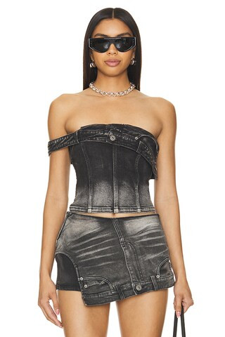 MARRKNULL Denim Top in Black from Revolve.com | Revolve Clothing (Global)