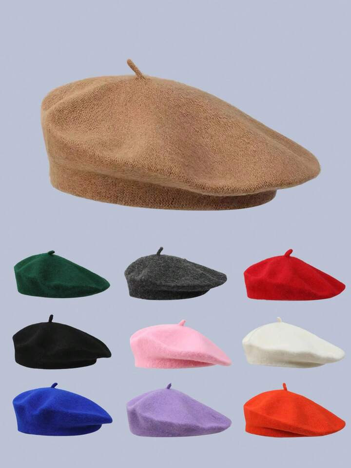 1pc French Beret Hat - Minimalist Chic Wool Beret, Suitable For Adult Role-Playing And Masquerade... | SHEIN