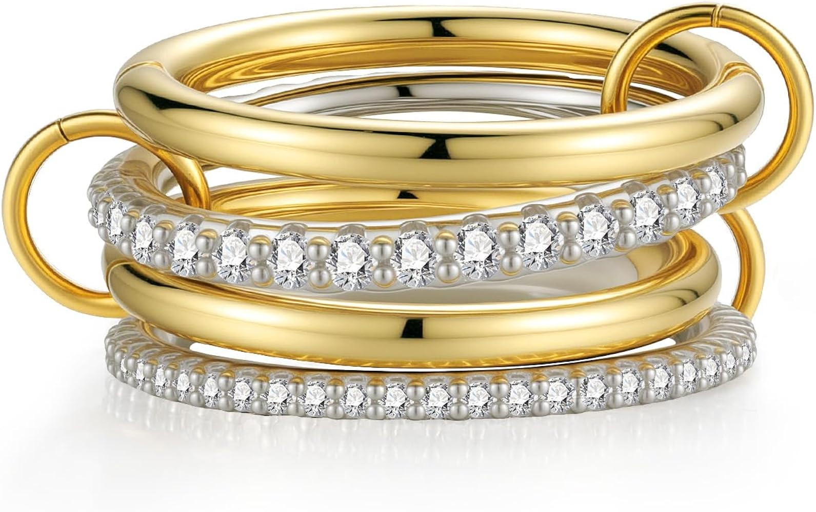 Emibele Stackable Rings for Women, Non Tarnish 14K Gold Plated Rings Stack, Interlocking Silver G... | Amazon (CA)