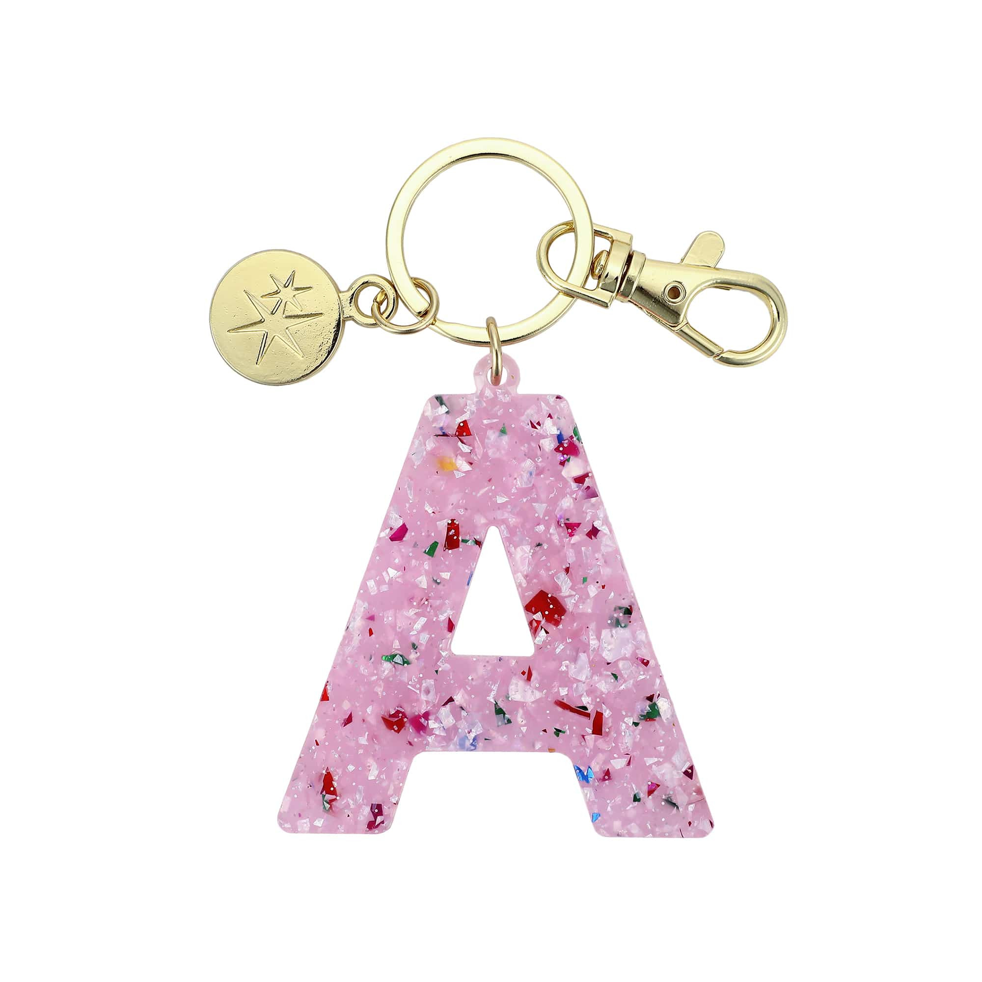 Monogram Confetti Letter Bag Charms (A, B, C, J, K, L, M, S) | Packed Party