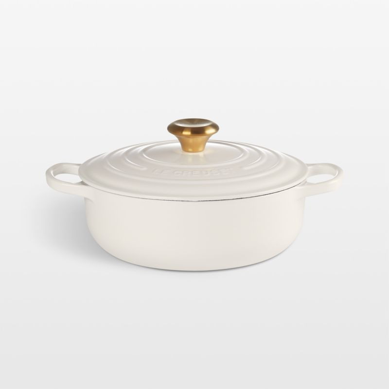 Le Creuset Signature 3.5-Qt. Cream Sauteuse Oven + Reviews | Crate & Barrel | Crate & Barrel