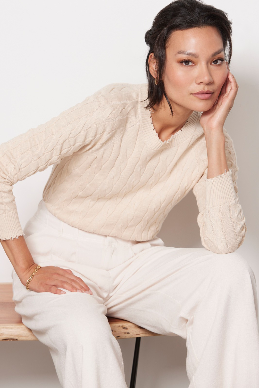 EVEREVE Cable Distressed Pullover | EVEREVE | Evereve