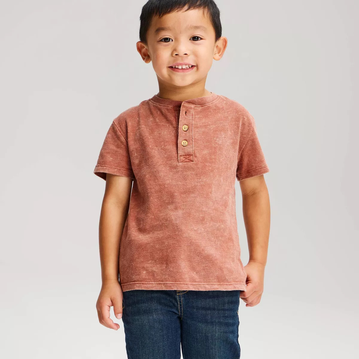 Toddler Boys' Short Sleeve Henley T-Shirt - Cat & Jack\u2122 Brown 5T | Target