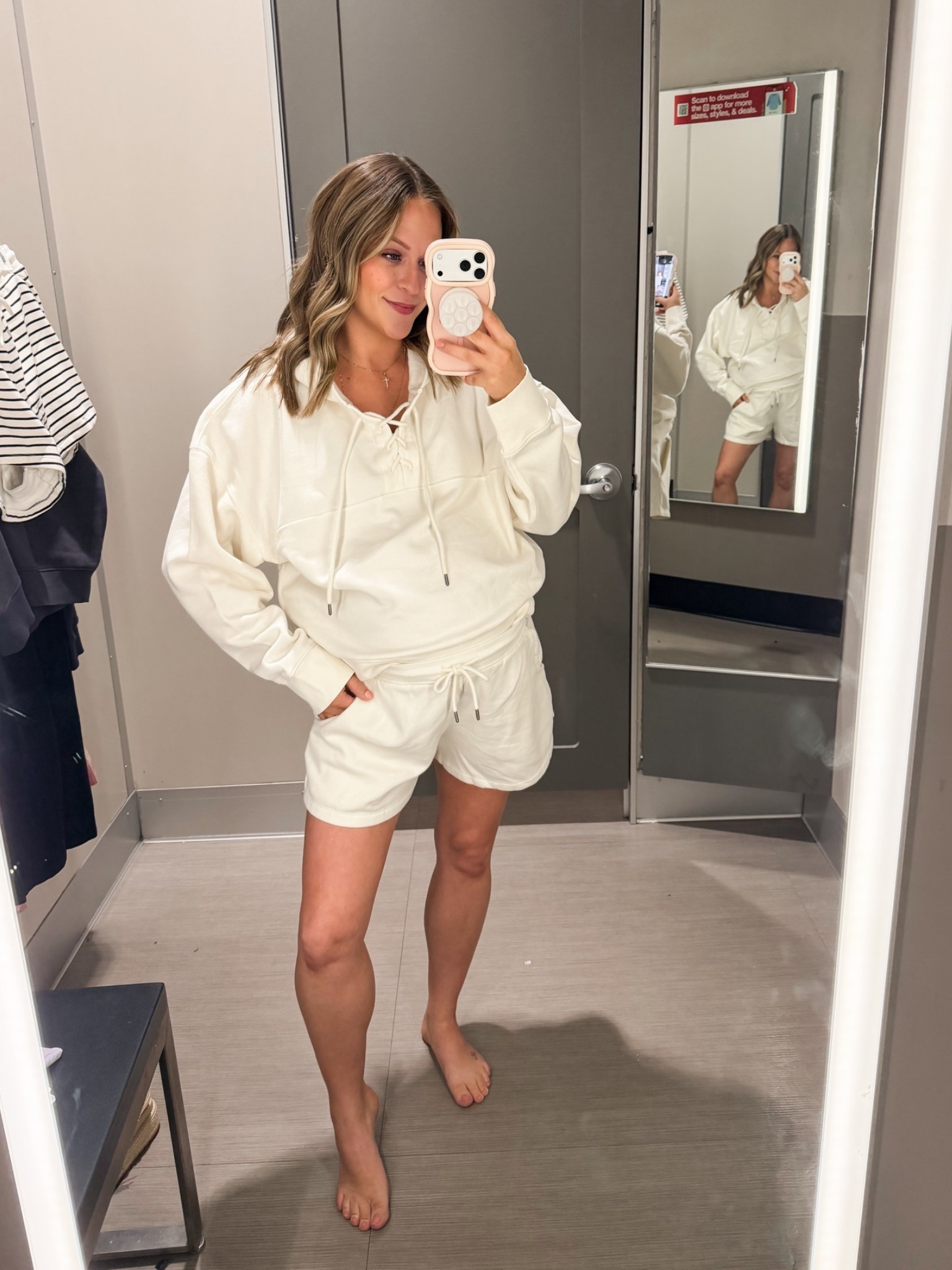 Matching set 
Size large top so it’s oversized 
Size small shorts better fit even with my bump

#LTKootd #LTKmomlife