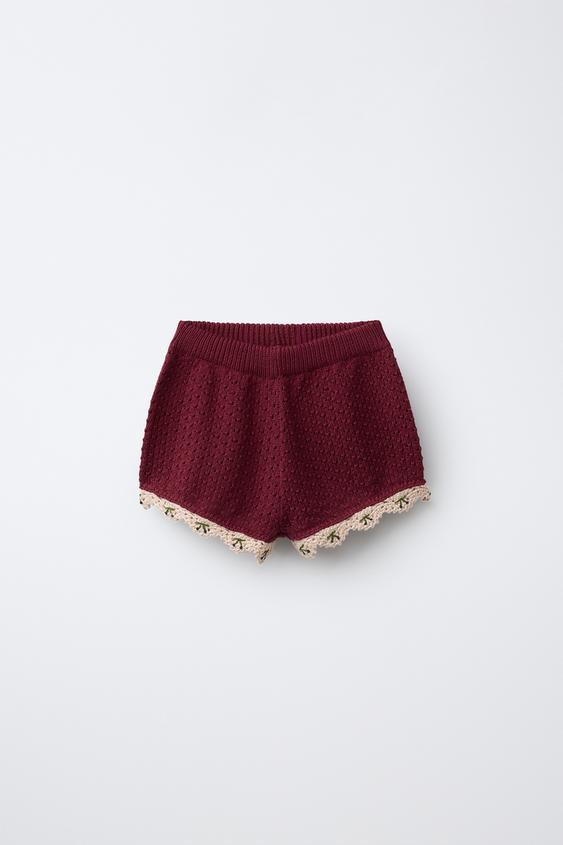 CROCHET DETAIL KNIT SHORTS | Zara US