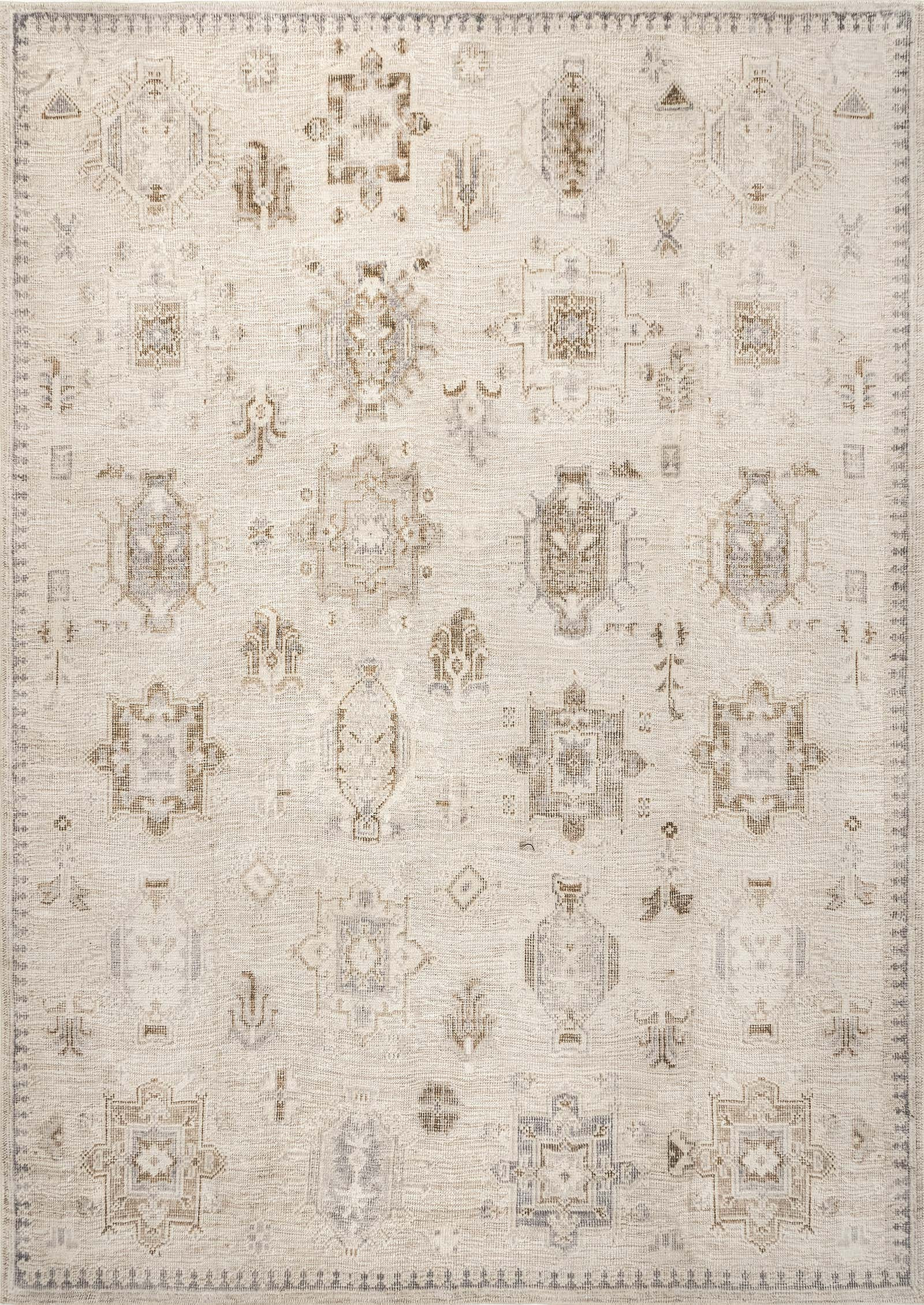 Brenda Hazy Heraldry Washable Rug | Beige | Rugs USA