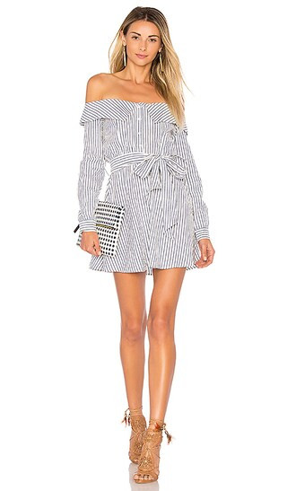 Jann Button Up Dress in Blue & White Stripe | Revolve Clothing (Global)