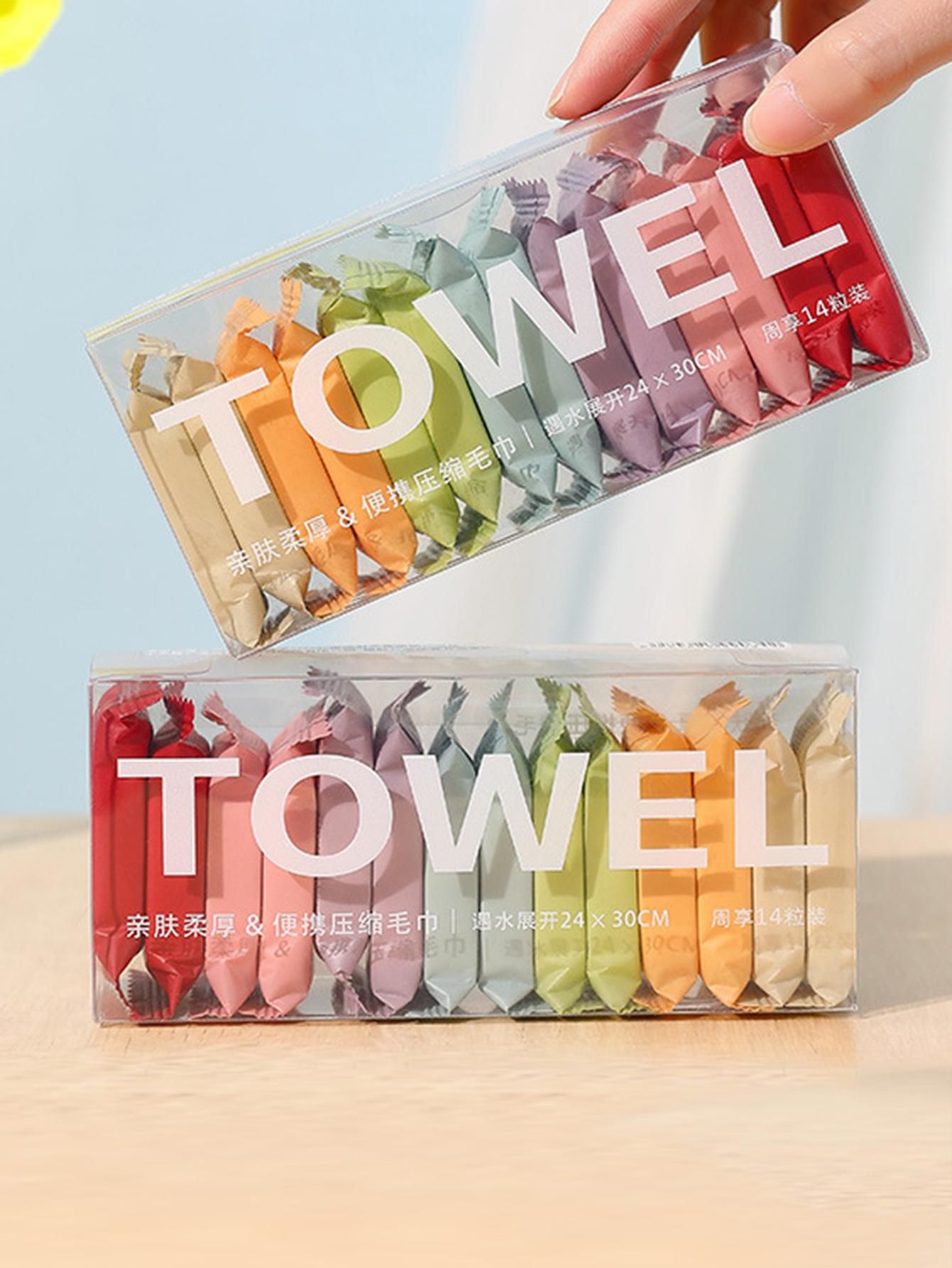 14pcs/box Portable Compressed Disposable Towels | SHEIN