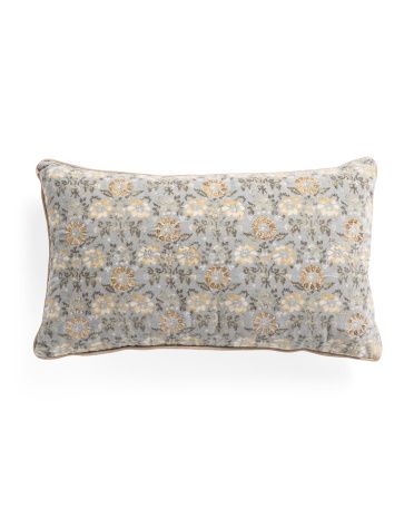 14x24 Cotton Velvet Floral Pillow | TJ Maxx