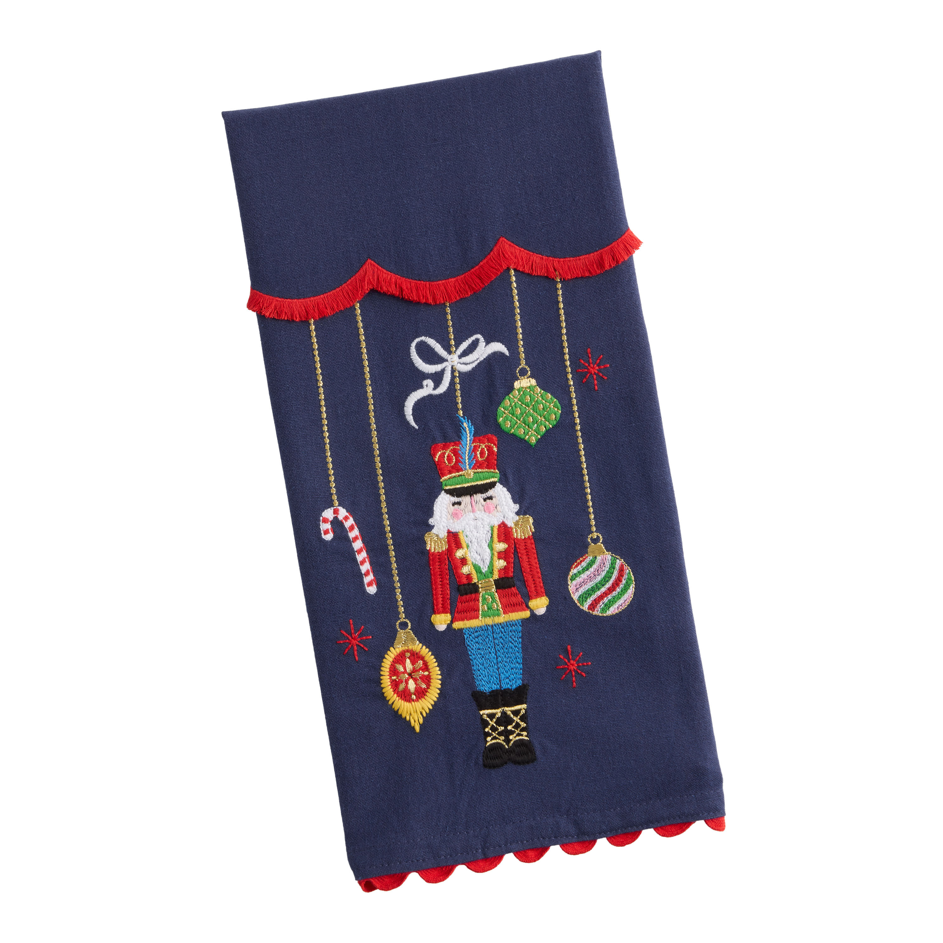 Navy Blue All the Trimmings Nutcracker Kitchen Towel | World Market