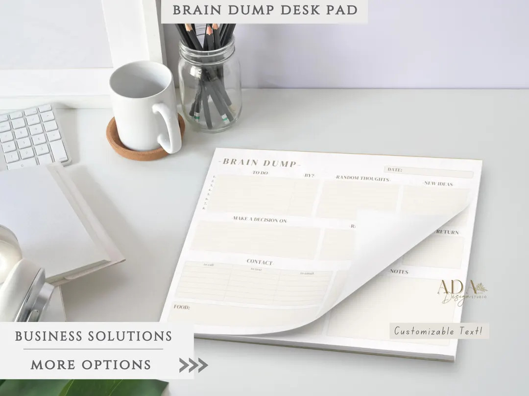 Brain Dump Desk Notepad | Office Organization | To-do List Planner | Productivity Desk Pad | Cust... | Etsy (US)