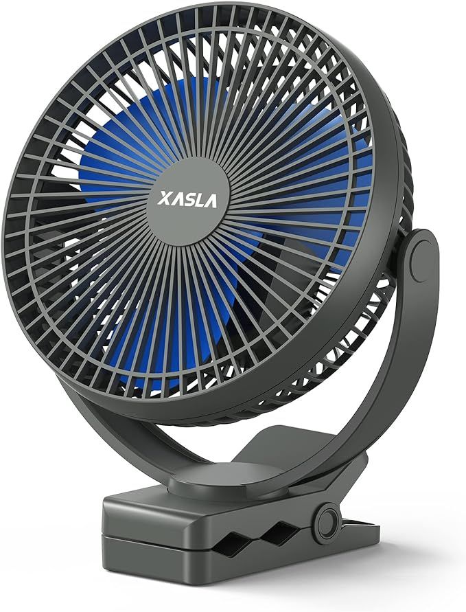 xasla 10000mAh Portable Rechargeable Clip on Fan, 8 inch Battery Operated Fan, 24 Hours Work Time... | Amazon (US)