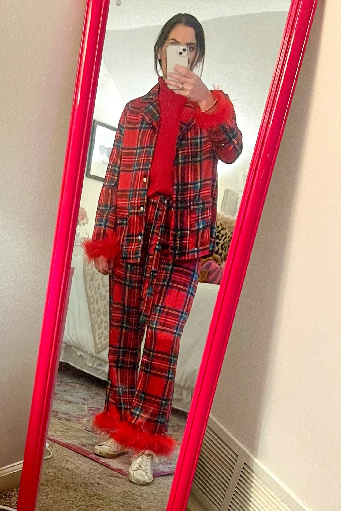 Christmas Outfit 🎄 

I wore these precious feathered pajamas to a Christmas PJ party. These would be perfect for Christmas morning or any other holiday party since they can be worn many different ways. ❤️ 

#christmas #pajamas #feathers #set 

#LTKHoliday #LTKSeasonal #LTKparties