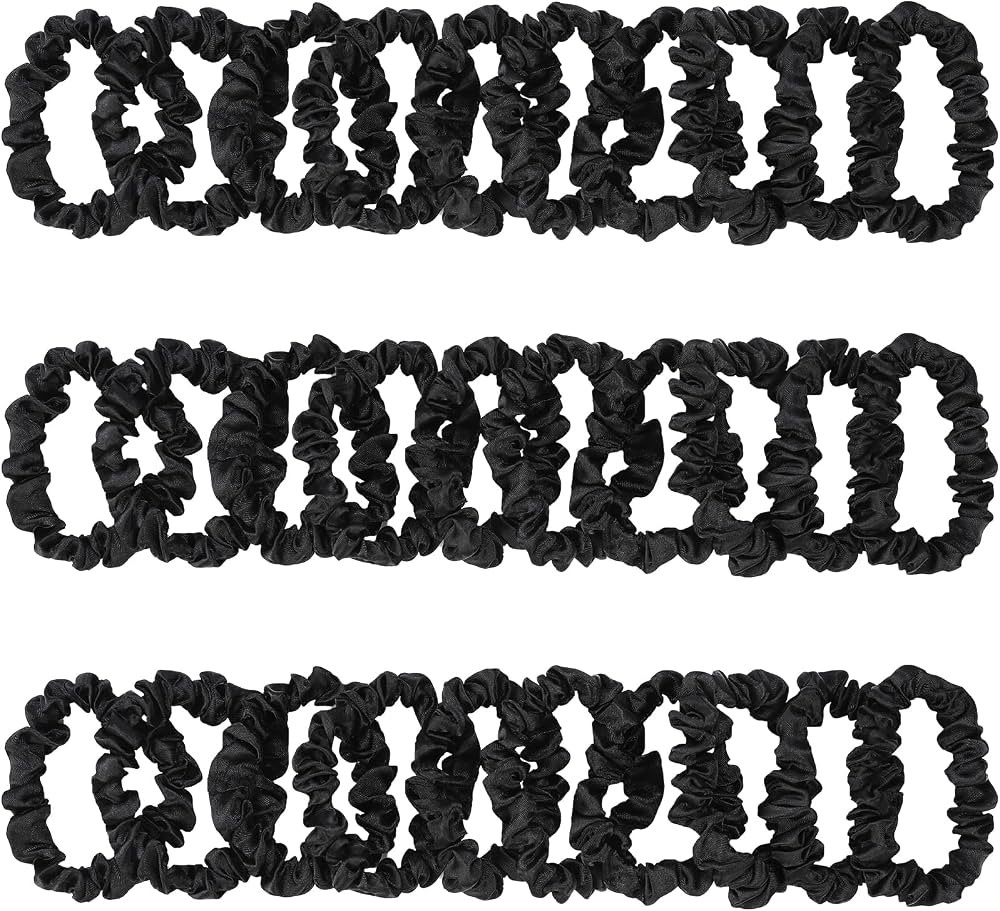 30Pcs Black Satin Hair Scrunchies Silk Hair Ties, Satin Elastic Hair Bands, Black Small Mini Elas... | Amazon (US)