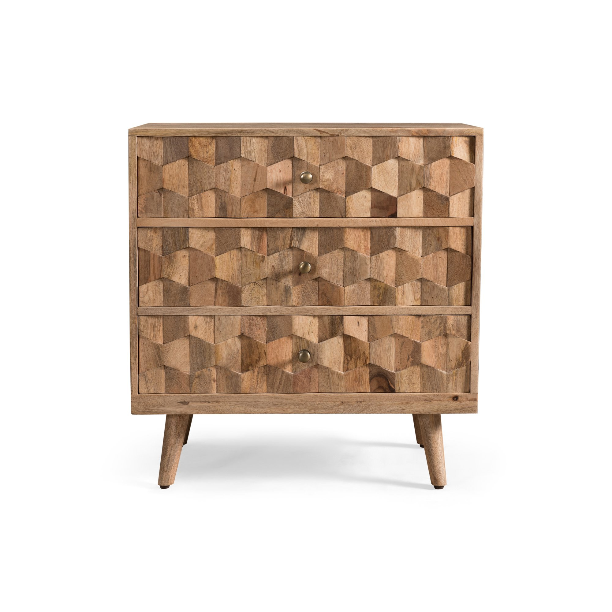 Poppy Mid-Century Modern Mango Wood 3 Drawer Chest, Natural | Walmart (US)