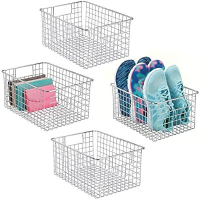mDesign Farmhouse/Vintage Metal Wire Storage Basket Bin with Handles for Organizing Closets, Shel... | Amazon (US)
