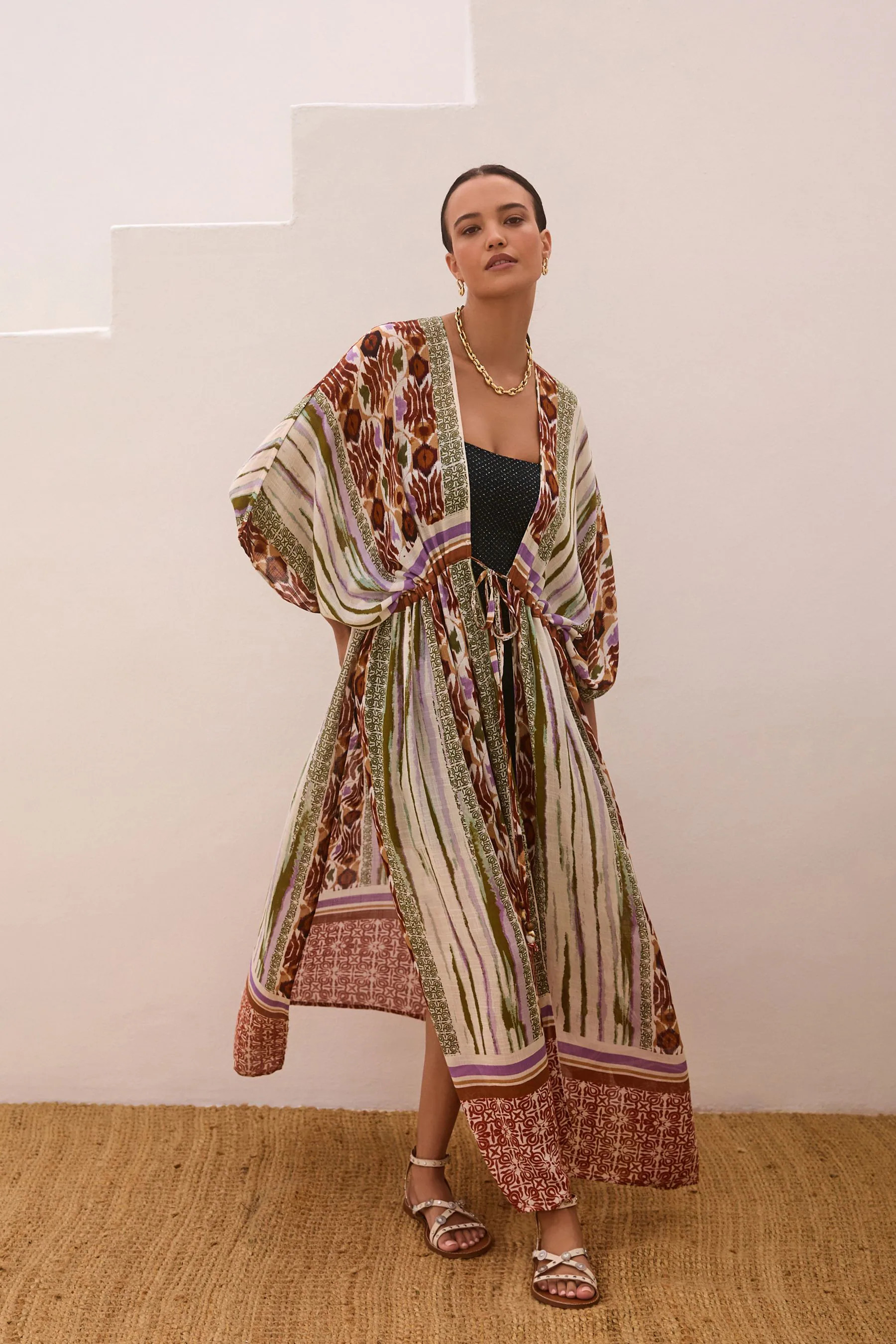 Maxi Tie Waist Kimono Cover-Up | Lipsy