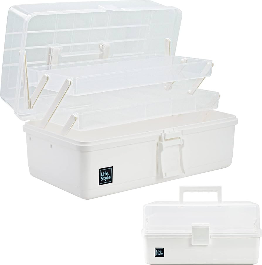 Creahaus 13 inch Art Craft Organizer Storage Box with 3 Layers, Multifunctional Plastic Tool Box ... | Amazon (US)