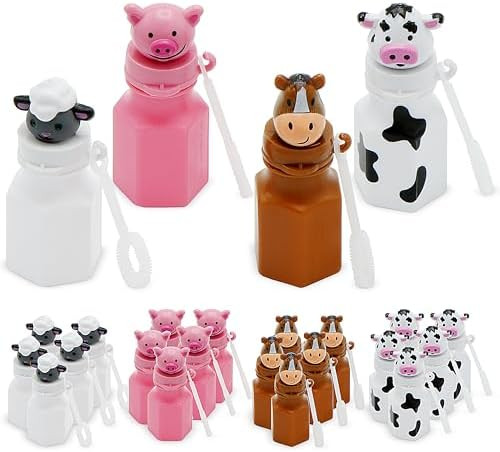4E's Novelty Farm Animals Bubbles - Pack of 24 - Barnyard Farm Animal Bubbles Bottles Party Favor... | Amazon (US)