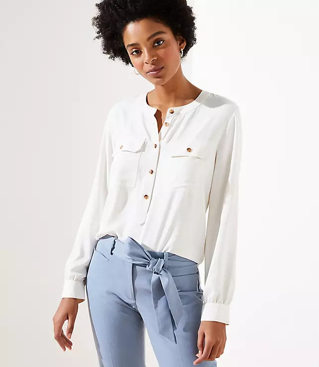 Pocket Henley Utility Blouse | LOFT | LOFT