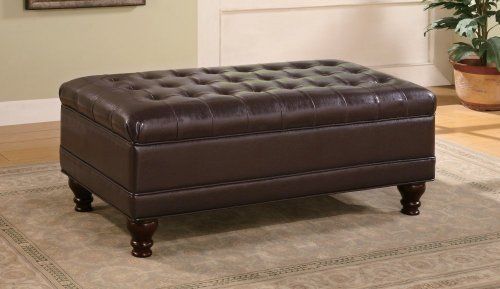 Home Life Storage Ottoman with Tufted Accents in Dark Brown Leather Like 501041 | Amazon (US)