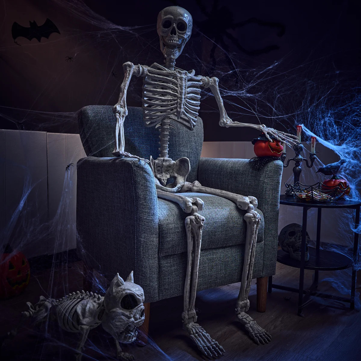 5.6 FT Halloween Posable Life Size Skeleton Full Body Realistic Bones with Movable Joints | Wayfair North America