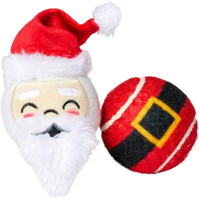 Frisco Holiday Festive Fetch Santa Squeaky Tennis Ball Dog Toy, 2 count | Chewy