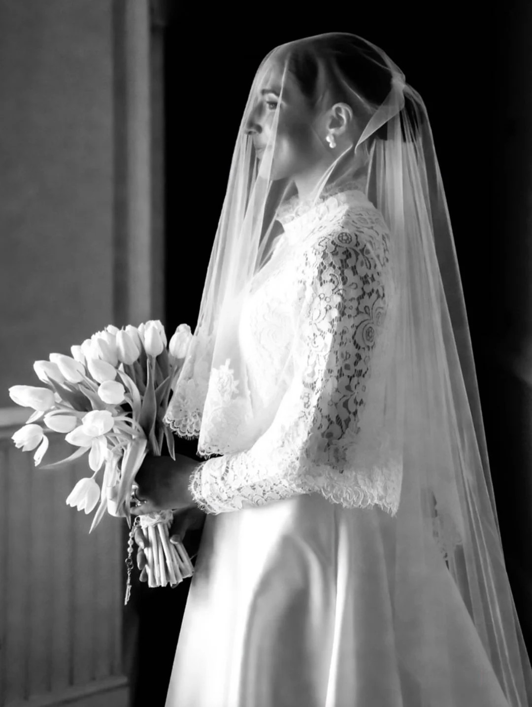 Cathedral Wedding Veil Lace Wedding Veil Lace Trim Bridal Veil 2 Tires Fingertip Double Tiers Vei... | Etsy (US)