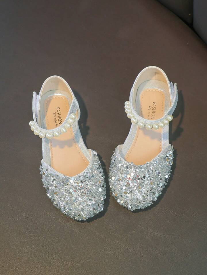 Kids' Flat Shoes With Rhinestone Princess Shoes For Girls, Artificial Pearl Decorated Mary Jane F... | SHEIN